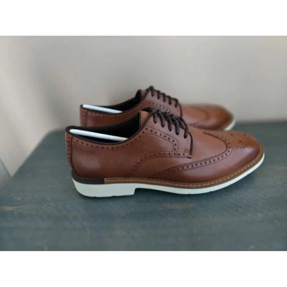 Cole Haan Go To Wing Oxford Wingtip Dress Shoes - British Tan Mens 10.5 M NEW